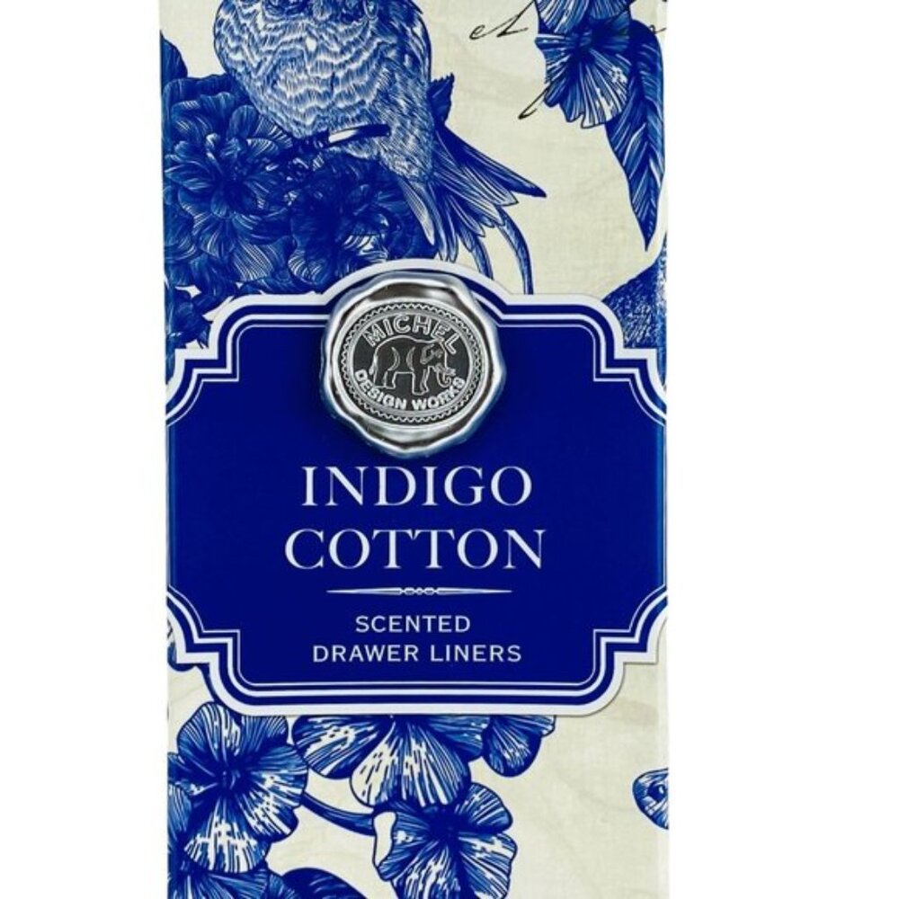 Indigo Cotton Scented Drawer Liners Michel Design Works, NIB, 6 Sheets, 17 x 23"